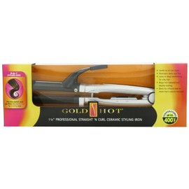 Gold 'N Hot Professional Straight 'N Curl Ceramic Styling Iron, 1-1/4 Inch