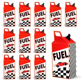 Novelty Place 12 Pcs Race Car Fuel Can Treat Boxes, 46 oz Racing Popcorn Candy Boxes Cardboard Container for Racing Birthday Party Supplies Movie Night