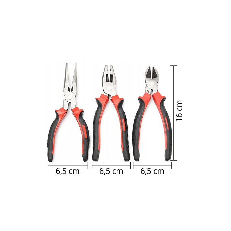Retoo 3-Piece Pliers Set with Side Cutters, Combination Pliers and