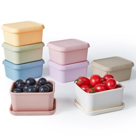 ISSEVE 8oz Silicone Snack Containers for Kids, 1 Cup Reusable Small Containers with Lids, Leak Proof Silicone Food Storage Containers, Kids Lunch Box Containers for Daycare, School, Travel (8)