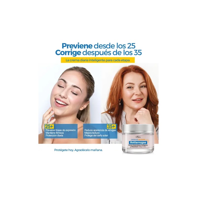 Crema Antiarrugas Fps30 Reafirma Hidrata Y Protege Vitalis