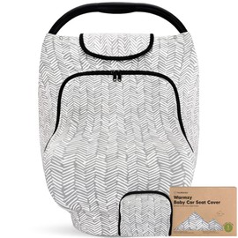 Car Seat Cover for Babies - Baby Car Seat Canopy for Spring, Autumn, Winter - Universal Stretch Fit Car Seat Cover for Babies,Boys,Girls -Breastfeeding Nursing Cover-Infant Carseat Cover (Herringbone)