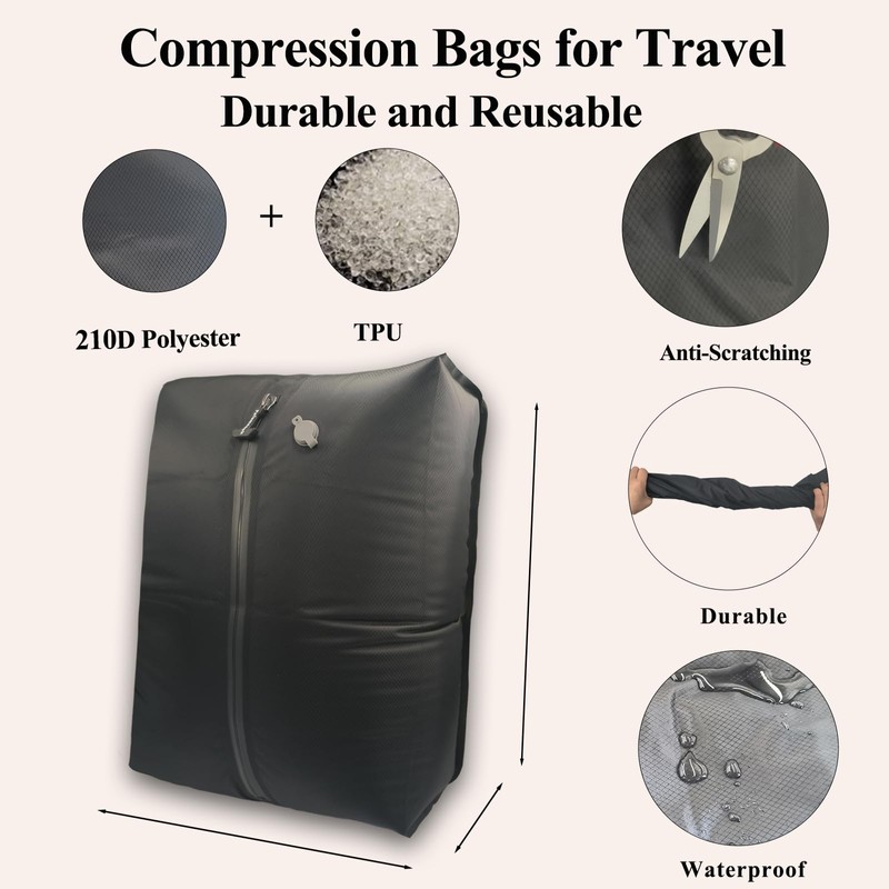 Travel Vacuum Bags with Pump, 33L Reusable Space Saver Compression