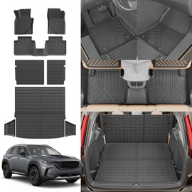 Thinzyou Floor Mats Compatible with 2023 2024 2025 Mazda CX50 Trunk Mat Cargo Liner TPE All Weather Back Seat Cover Protector 2024 CX-50 Accessories (Trunk Mat+Backrest Mats+Floor Mats)