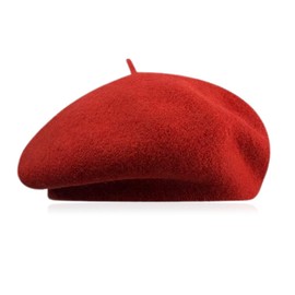 GIDWRIY French Classic Beret Women's Beret, Women's Wool, French Hat, Winter Hat, Beret Hat, Artist Hat, Pantomime, Berets for Spring, Autumn, Winter, Large Red, 58