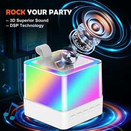 Mini Karaoke Machine for Kids - Portable Bluetooth Speakers with 2 Karaoke Microphones - Birthday Present Gifts for Age 4-11 Year Old Girls Singing Sound Karaoke Toys (White)