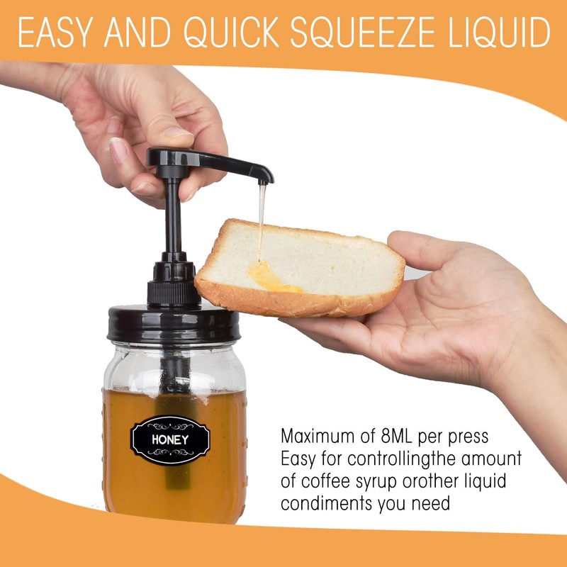 2 Pack Mason Jar Syrup Dispenser Pump Lids, Coffee Syrup
