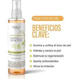 Tonico Facial de Centella Asiática y Arroz Hidratante, Calmante e Iluminador Natural 125 ml