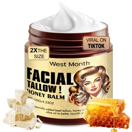Beef Tallow for Skin 4.23oz Beef Tallow Moisturizer, Organic Grass-Fed Beef Tallow Balm with Raw Honey, All-Natural Moisturizer, Body Lotion, Lip Balm and Skin Care, Suitable for all Skin Types-NYA03