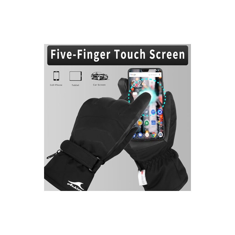 Achiou - Guantes de esquí de nieve para invierno, cálido,