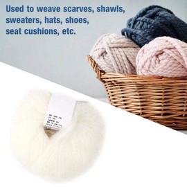 Oumefar Popular Multi Color Angora Long Wool Yarn Soft Mohair Pashm Knitting thread for Weave Scarves Weaving Angora Yarn(White Mohair Yarn for Knitting)