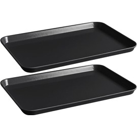 Black Steel Mayo Instrument Work Trays, 24 Gauge, Set of 2, 21.5" x 15.75" with 1" Lip