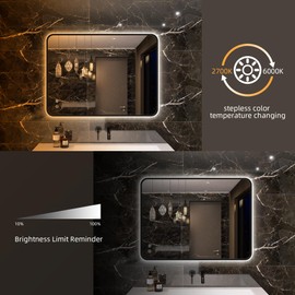 S·BAGNO 36’’x30’’ Framed Led Bathroom Mirror with Touch Buttons, Lighted Bathroom Mirror with Defogger, Brightness Dimmable, 2 Lights Color Temperatures, Hung Vertically & Horizontally