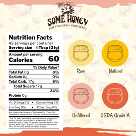 Some Honey Raw & Unfiltered Clover Honey – 100% Pure U.S.Honey – USDA Grade A – All-Natural – 32 oz