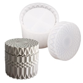 Molde de silicona para maceta de hormigón con molde de tapa, molde de maceta suculenta de silicona ondulada Retro, portalápices para velas, molde de arcilla de cemento