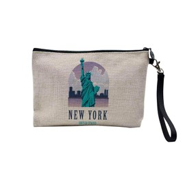 Tasche aus Leinen – New York United States Illustration USA Freiheitsstatue – Kosmetiktasche aus Leinen in Leinenoptik – Geldbörse – 15 x 10 cm, leinen, 23.5 x 15 cm, Kosmetiktasche