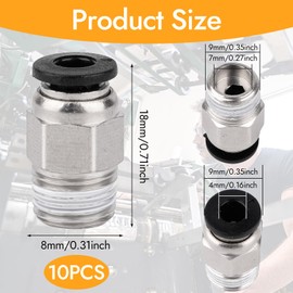 PC4-M10 Plug, PC4-M10 Pneumatic Connector, PTFE Tube Quick Push Fitting for Extruder 3D Printers (Pack of 10)