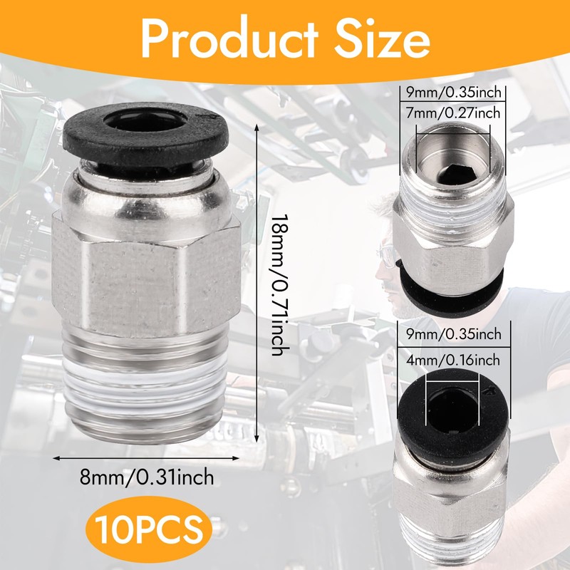 PC4-M10 Plug, PC4-M10 Pneumatic Connector, PTFE Tube Quick Push Fitting