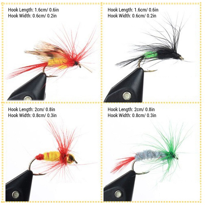 100pcs Fly Fishing Flies Kit Dry Wet Fly Fishing Flies