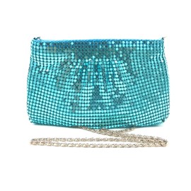 Frewahmesh Women's Evening Clutches Metal Mesh Party Purse Bag (Blue) Small