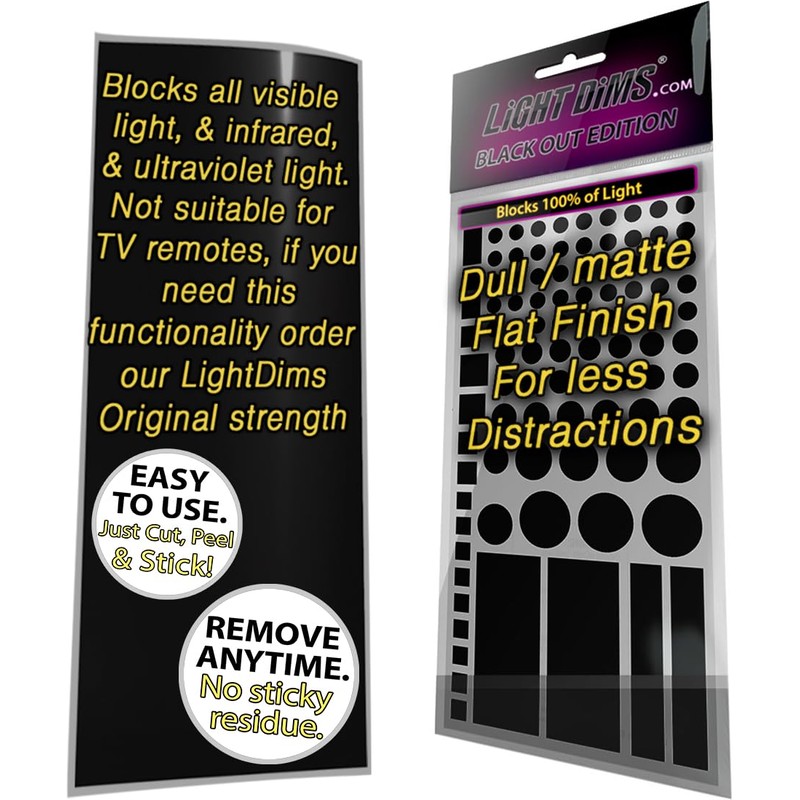 LightDims Black Out Edition Light Blocking LED Covers (2 Sheets)