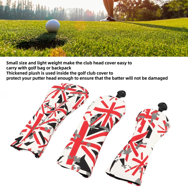 3Pcs Golf Club Head Cover Oxford Cloth British Flag Golf
