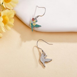 Hummingbird Earrings 925 Sterling Silver Bird Dangle Earrings Hummingbird Mother's Day Jewellery for Women Mum