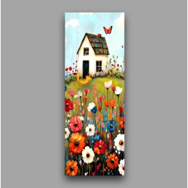 Original Bookmark Prairie house with whimsical fox running on the lawn 5.5x6 reader gift