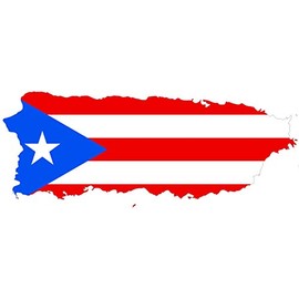 Set (2 PCS) Puerto Rico Outline Map Flag Decals Stickers Full Color/Weather Proof (4" Tall)