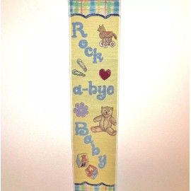 39" x 6-1/2"  YELLOW ROCK A-BYE BABY  TOYS TAPESTRY WALL HANGING BELL PULL