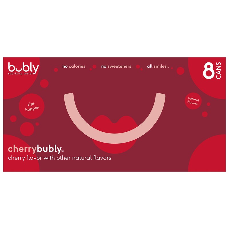 bubly Sparkling Water, Cherry, 12 ounce Cans (Pack of 8)