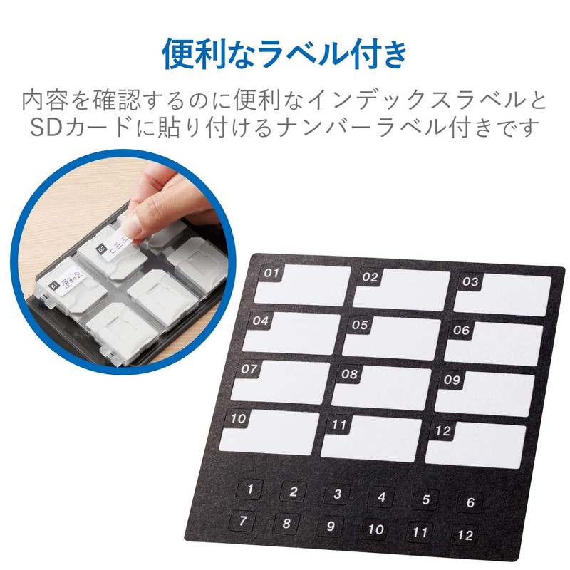 Elecom CMC-06NMC12 SD Micro SD Case, 12 Storage (SD, 11