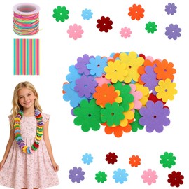 Cosweet Lei Making Craft Kit for Kids - Hawaiian Leis Bulk Makes 24 Flower Necklaces with 1000 Felt Flowers, Lei Craft Supplies for VBS, Classroom Activities & Luau Party Favors
