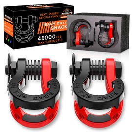 AUTOBOTS Tigertooth D Ring Shackles 45,000lb Break Strength, 3/4”Shackle D Rings Heavy Duty with 7/8 Pin for Tow Strap Winch Offroad Vehicle Recovery Accessories Red