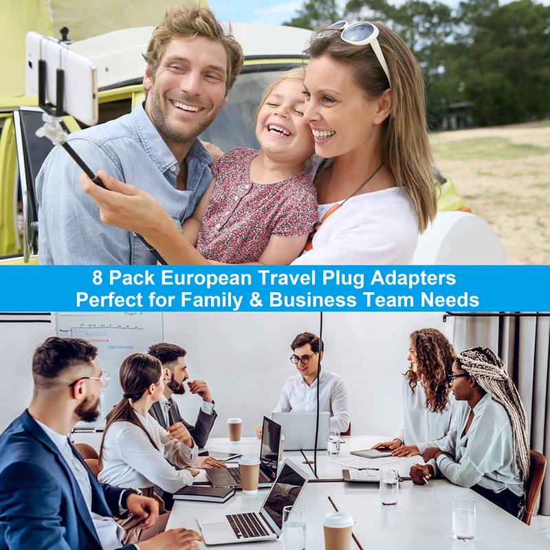 Inovat 8 PCS American USA to European Outlet Plug Adapter(Upgrade