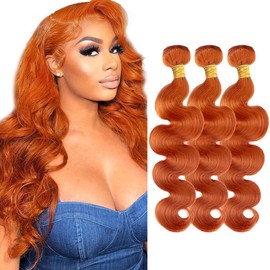 Orange Bundles Human Hair #350 Body Wave Bundles Ginger Human Hair 3 Bundles 24 26 28 inch Brazilian Grade 8A Remy Orange Body Wave Human Hair Bundle