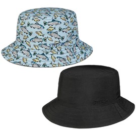 Stetson Allover Fish Bucket Reversible Hat - Reversible Hat - Flexible & Stylish - UV Protection 40 - Summer Hat - Spring/Summer - Men and Women, Colourful