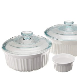 CorningWare French White 10-Pc Ceramic Bakeware Set with Lids, Chip and Crack...