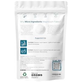 Pure Magnesium Flakes, 6lbs | Great for Foot & Body Bath Soaks | Natural Magnesium Chloride Minerals | Better Absorption Over Epsom Salt | Relaxation 