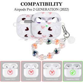 Compatible with AirPods Pro 2 Case Hard Shockproof Protective Case for AirPods Pro 2nd Generation 2022 Case Cover for Girls Women Cute Heart