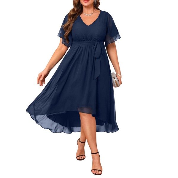 Plus Navy Blue Dress Mother of The Bride Wedding Guest