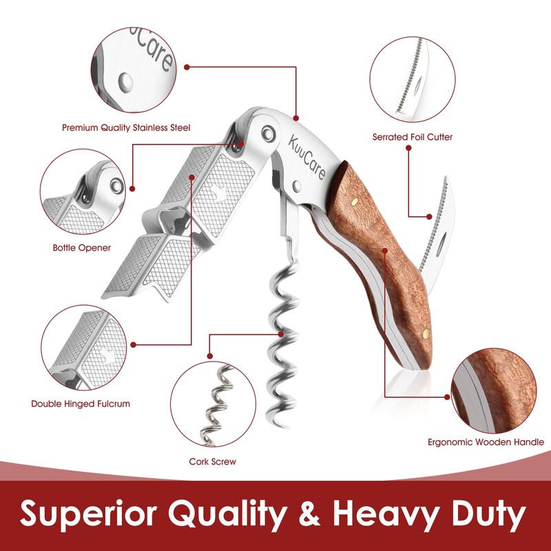 2-Pack Wine Opener Waiter Corkscrew, Premium 420 Stainless Steel Wine