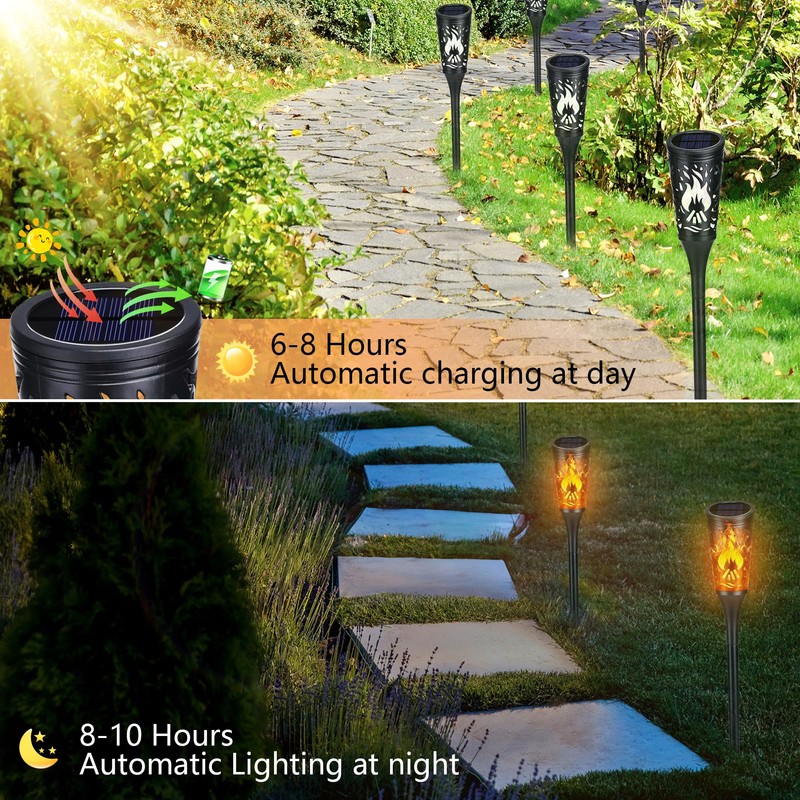Toodour Solar Halloween Lights Outdoor, 6 Pack Solar Torch Lights