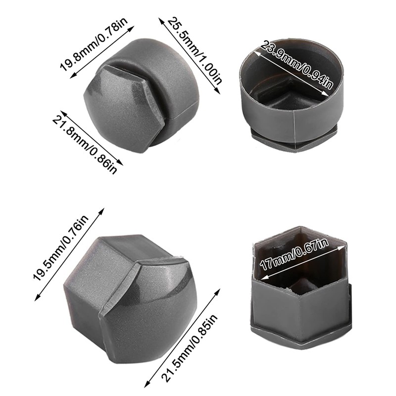 Pack of 20 Universal 17 mm Wheel Bolt Caps Set,