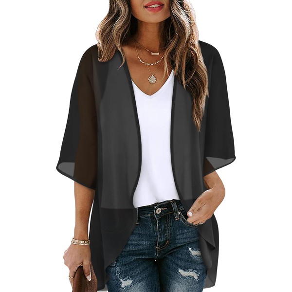 OFEEFAN 3/4 Length Sleeve Womens Tops Beach Cover Ups for