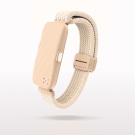 HoMedics WakeBand Vibrating Alarm Wristband - Silent Alarm Clock Alternative with 9 Modes & Snooze Function, App Control, Gentle Vibration Wake Up Watch with Soft Fabric Band, Cream