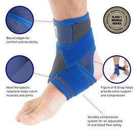 Neo-G Ankle Support Brace Figure 8 Ankle Strap Support – Neoprene Ankle Support for Ligament damage, Arthritis, Ankle Brace for Sprained Ankle, Weak Ankles – Ankle Wrap Adjustable Compression