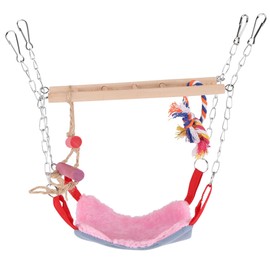 Pets Birds Parrot Climbing Toy Colorful Swing Ladder Bed Accessories Hanging Decor Pink