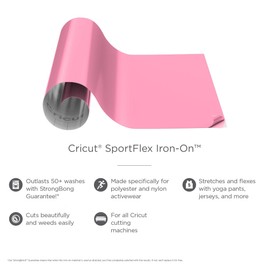 Cricut Sportflex Iron On - Light Pink, 2ft Roll (12"x24"), HTV Heat Transfer Vinyl for Sportswear (Polyester & Nylon) - Compatible with Cricut Heat Press + Maker & Explore Machines