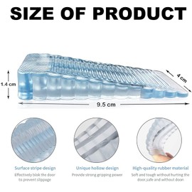 XPOOP Pack of 4 Rubber Door Stoppers, Door Wedge, Non-Slip Stopper Wedge, Medium, Odourless Bathroom, Balcony Door, Children's Room Door Stopper Wedges (Black & Transparent)